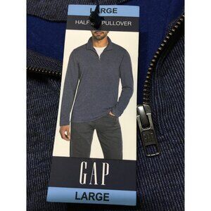 Gap Half Zip Mock Neck Pullover Mens L Medieval Blue Lightweight Chest 47.5"